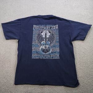 VINTAGE Warren Hayes Shirt Mens Large Blue Christmas Jam 2003 Asheville Y2K